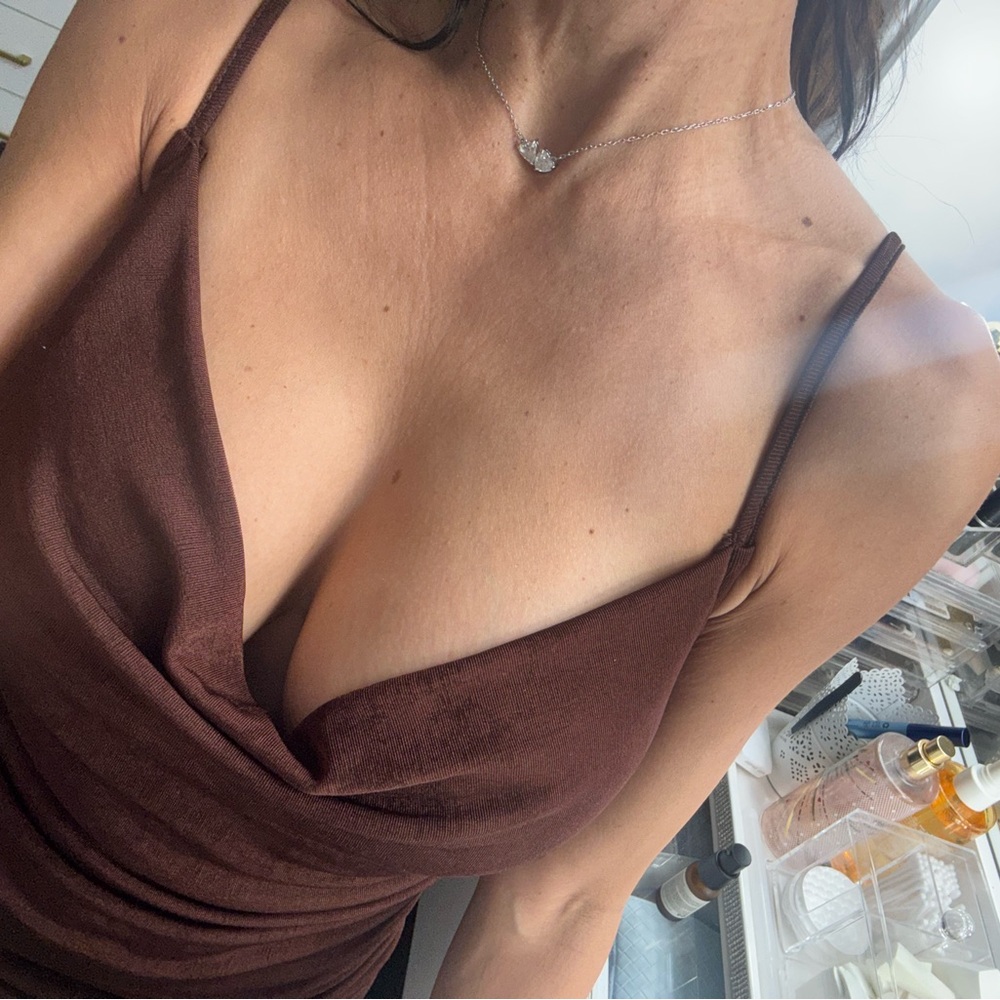 Tiger Mist Chocolate Ruched Mini Dress xs - Picture 4 of 4